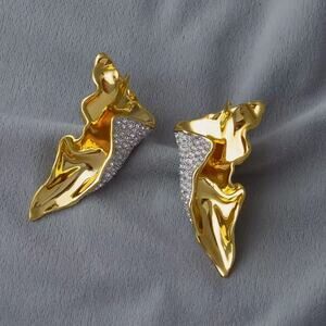 Crystal Cascade Earrings Fold Over Large Gold Alexis Bittar Solanales STYLE F06
